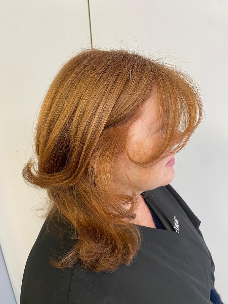 Long layered brunette with face framing pieces