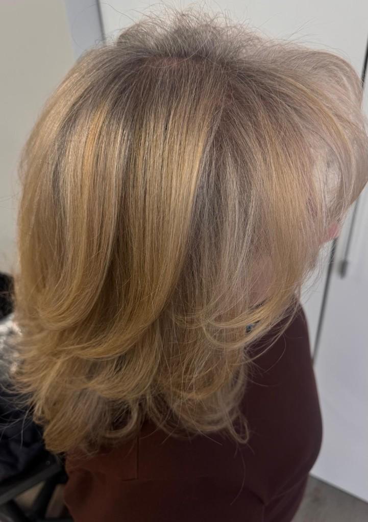 Rich brunette with warm caramel highlights